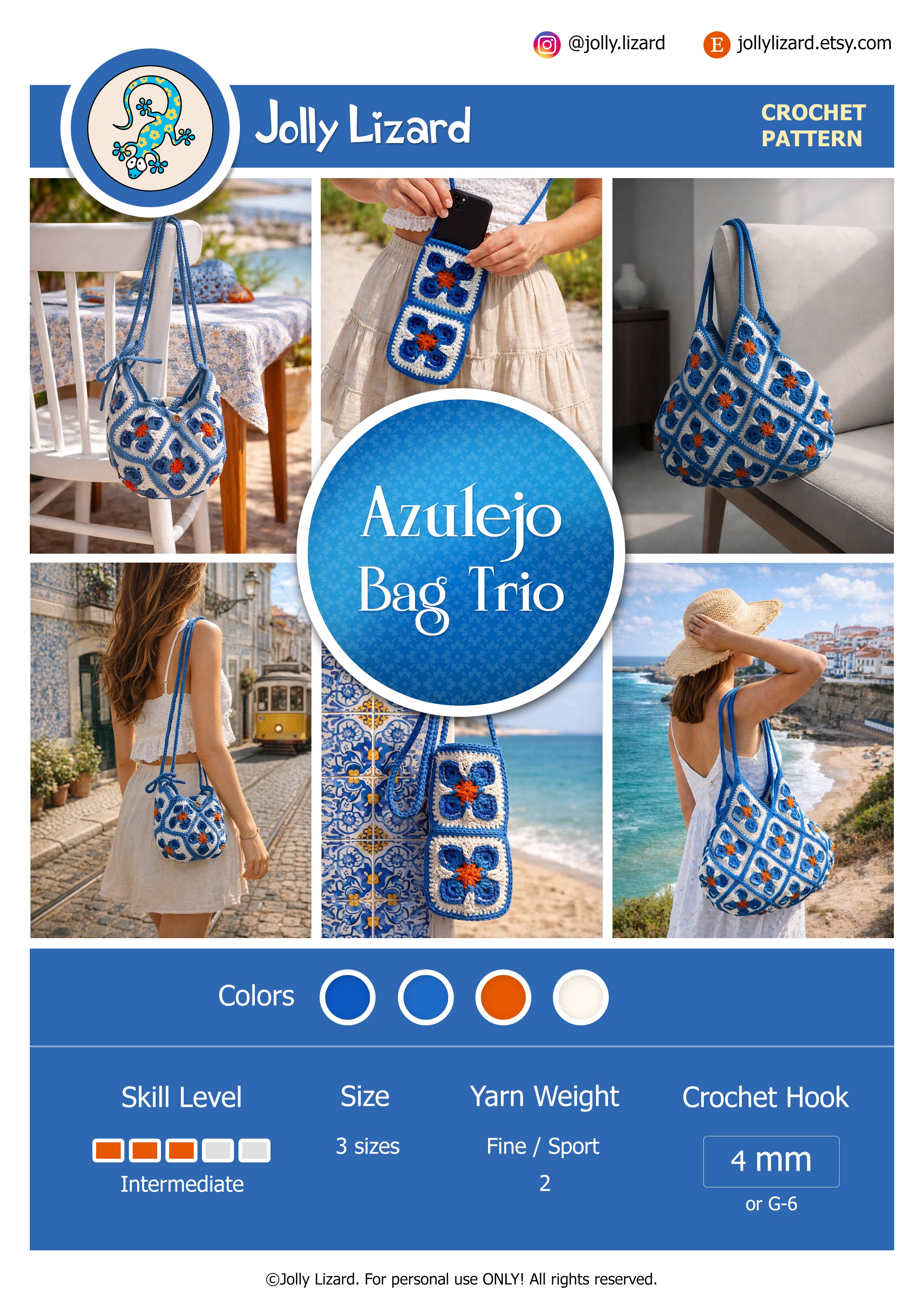 3-in-1 Azulejo Granny Square Bag