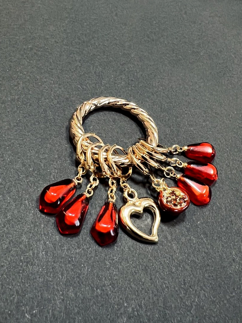 Pomegranate Love Stitch Markers Set of 8 with Holder