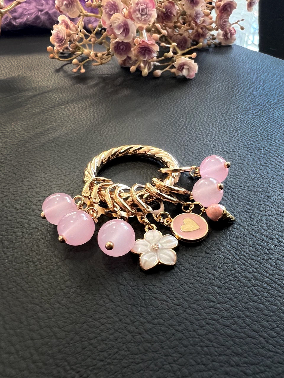 Pink Ice Cream Stitch Markers Set of 8 with Holder
