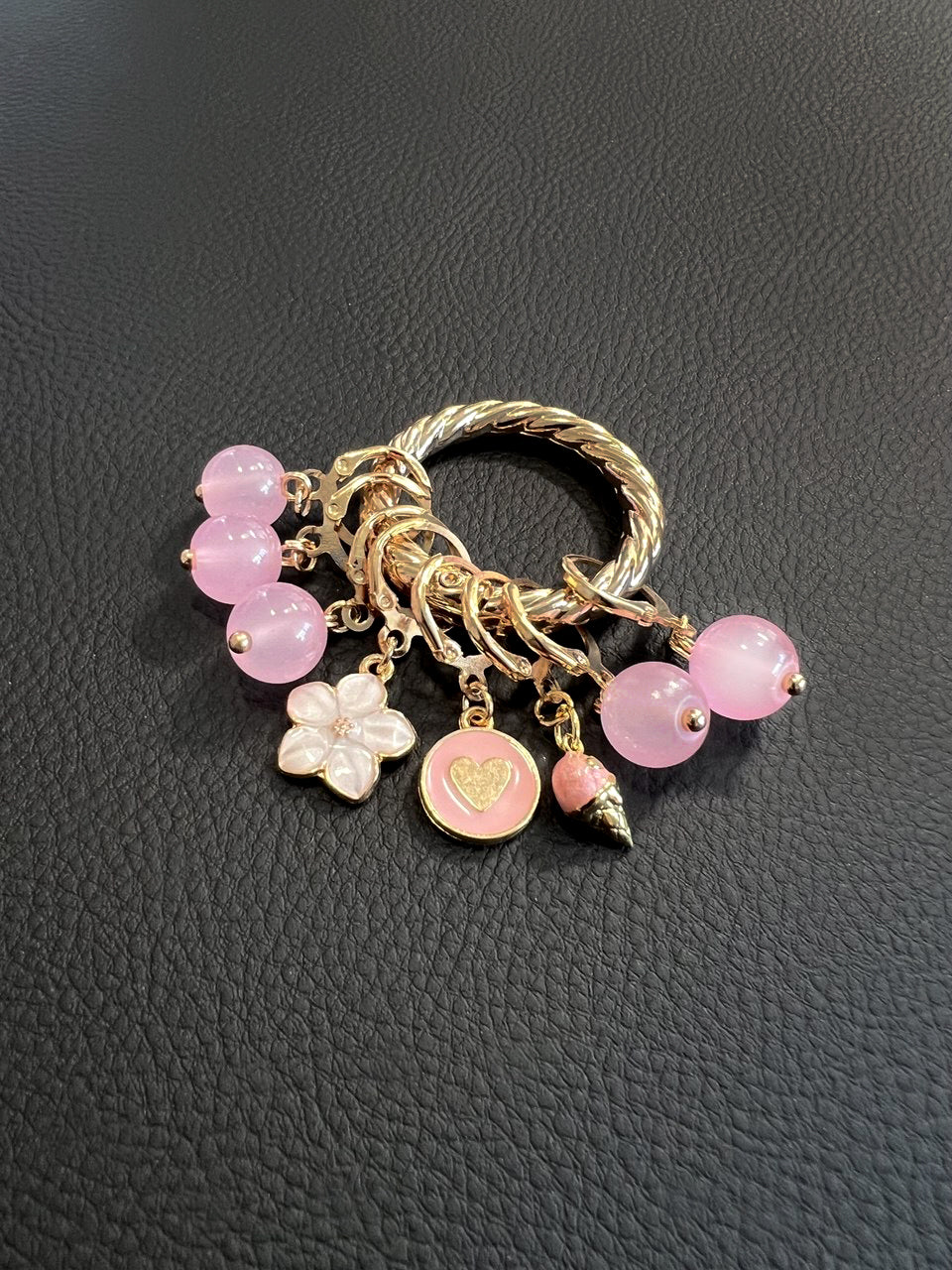Pink Ice Cream Stitch Markers Set of 8 with Holder