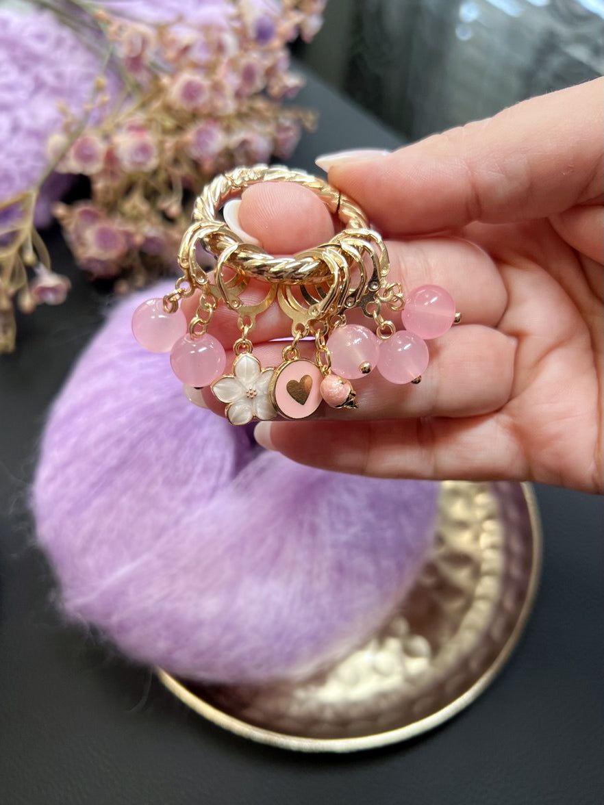 Pink Ice Cream Stitch Markers Set of 8 with Holder
