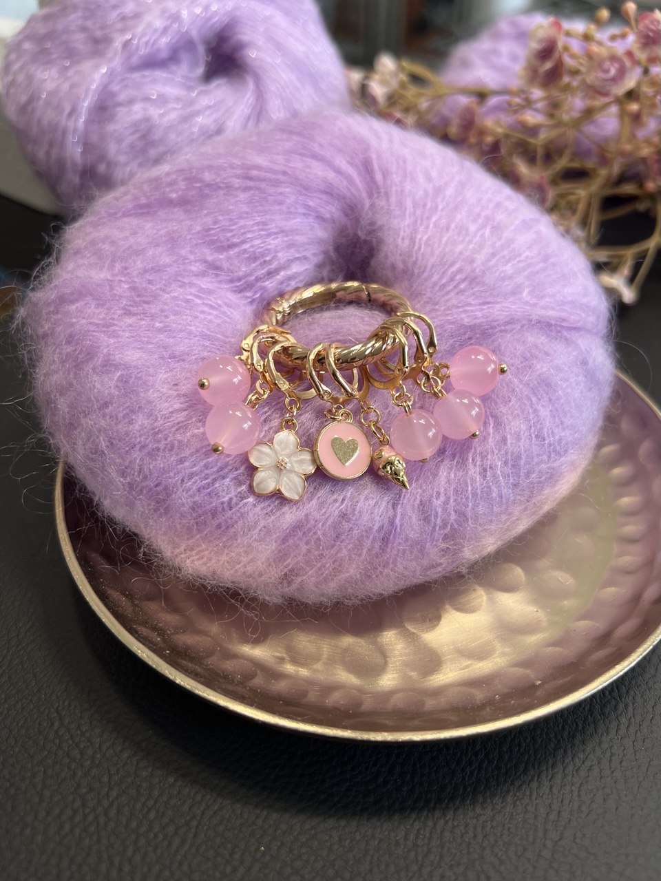 Pink Ice Cream Stitch Markers Set of 8 with Holder