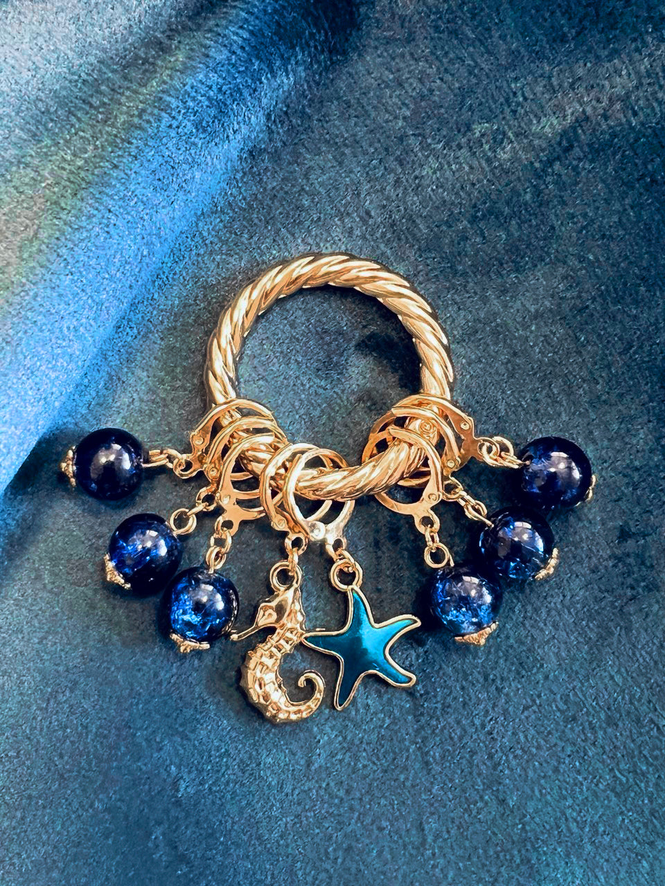Deep Blue Sea Stitch Markers Set of 8 with Holder