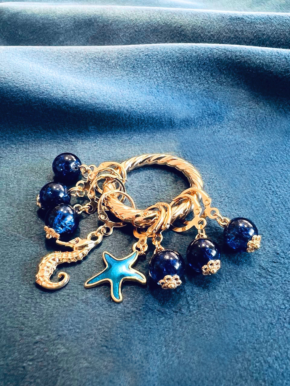 Deep Blue Sea Stitch Markers Set of 8 with Holder