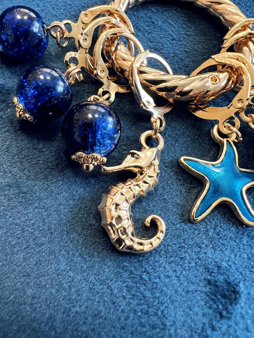 Deep Blue Sea Stitch Markers Set of 8 with Holder