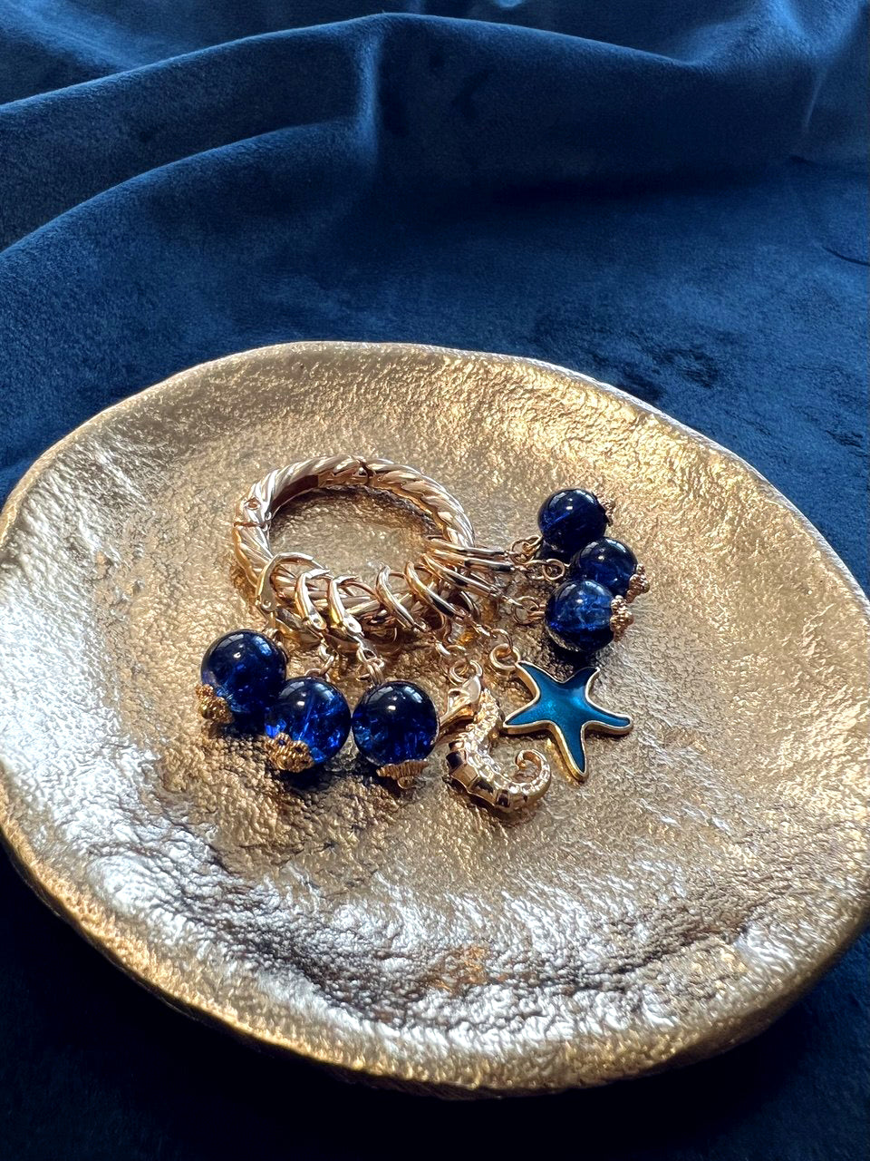 Deep Blue Sea Stitch Markers Set of 8 with Holder
