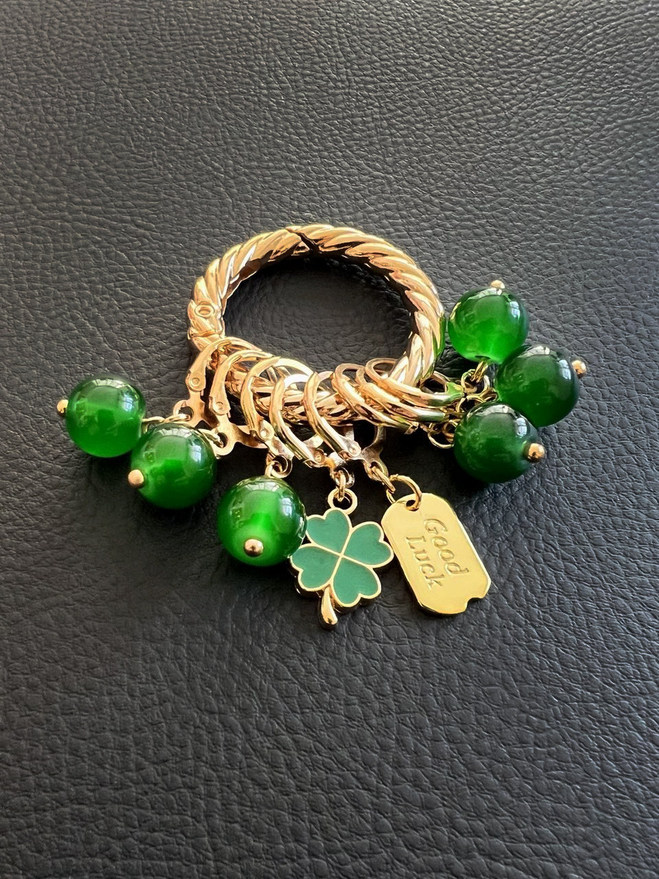 Lucky Clover Stitch Markers Set of 8 with Holder