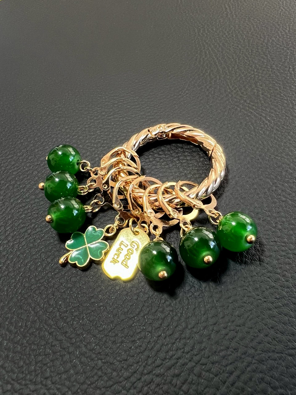 Lucky Clover Stitch Markers Set of 8 with Holder