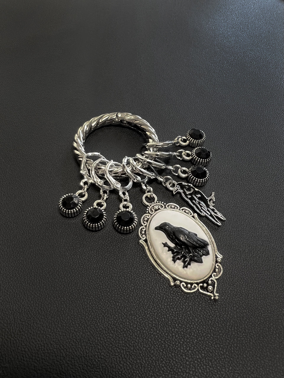 The Raven Stitch Markers Set of 8 with Holder