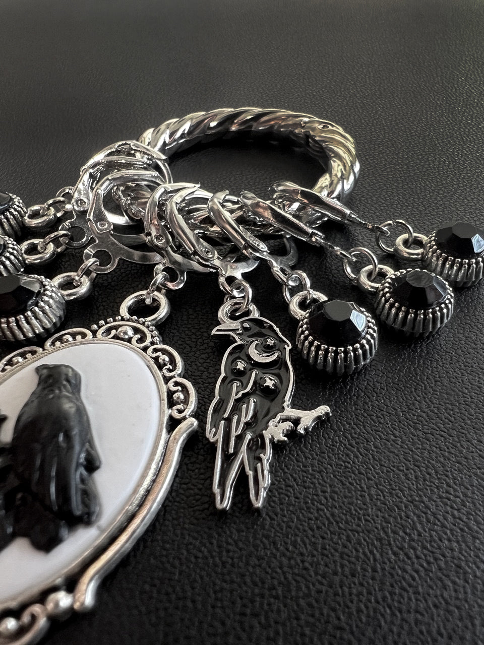 The Raven Stitch Markers Set of 8 with Holder