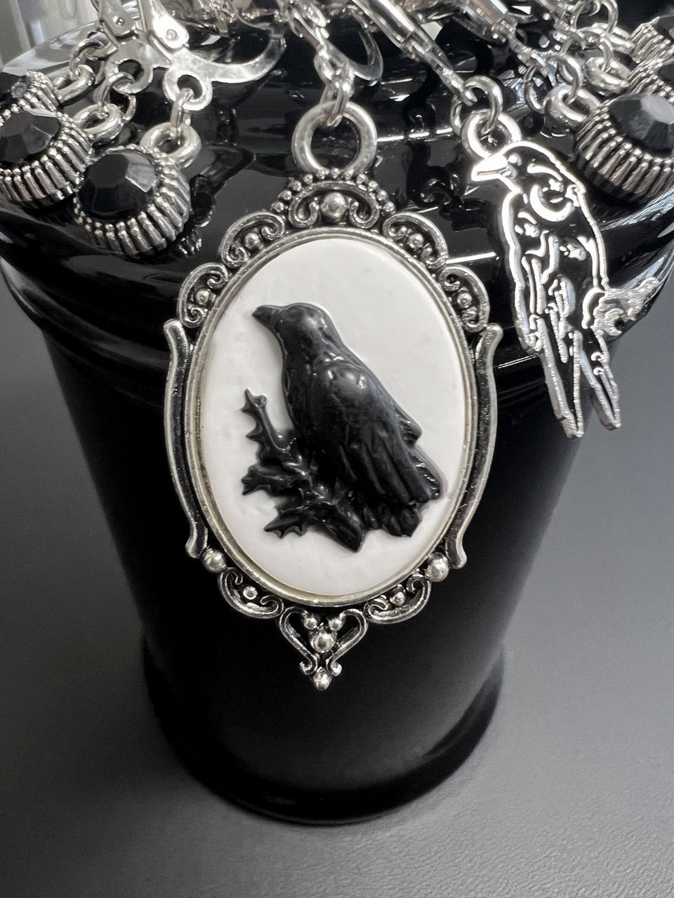 The Raven Stitch Markers Set of 8 with Holder