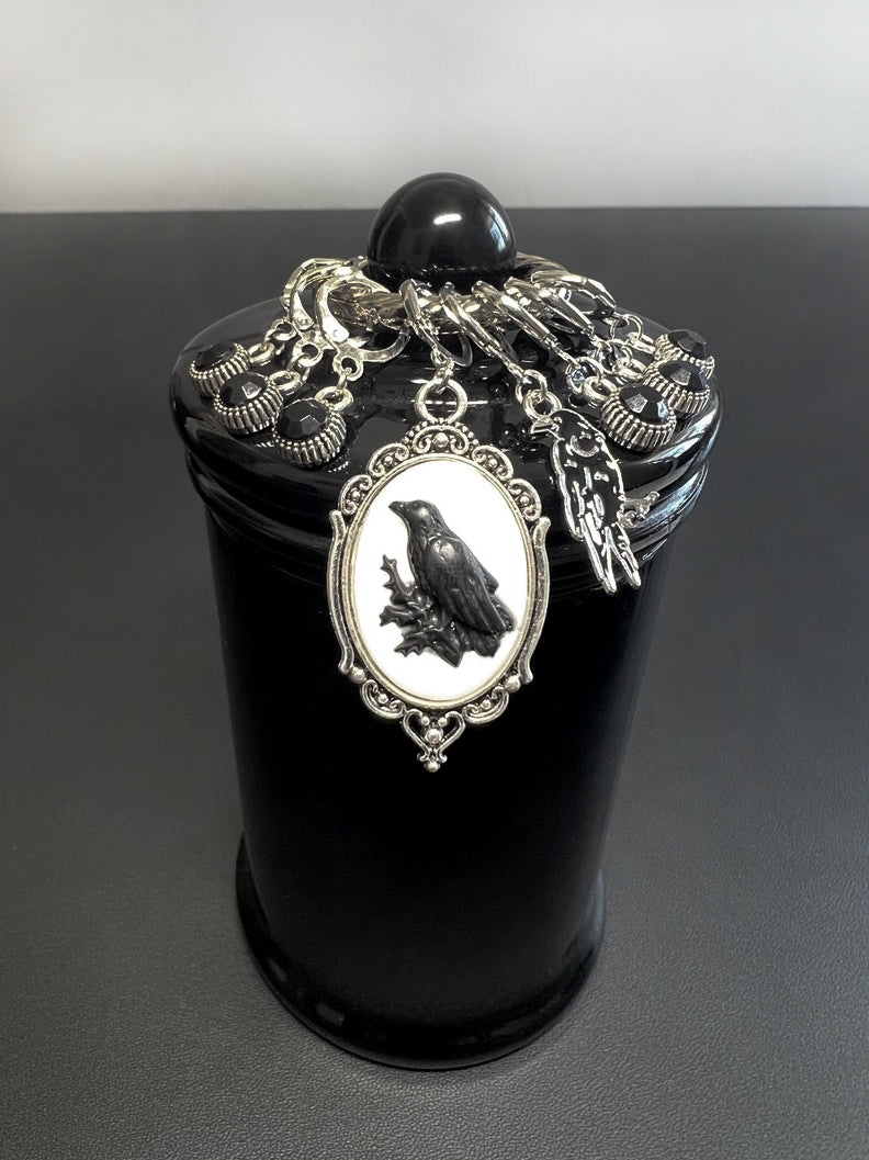 The Raven Stitch Markers Set of 8 with Holder