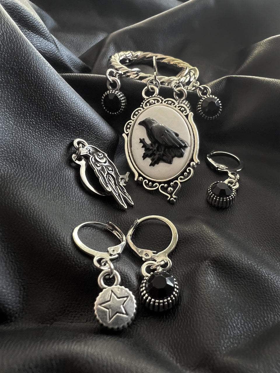 The Raven Stitch Markers Set of 8 with Holder