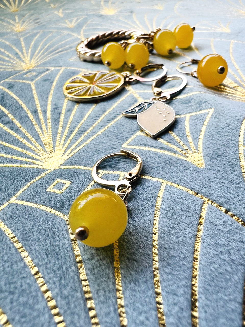 Limoncello Stitch Markers Set of 8 with Holder