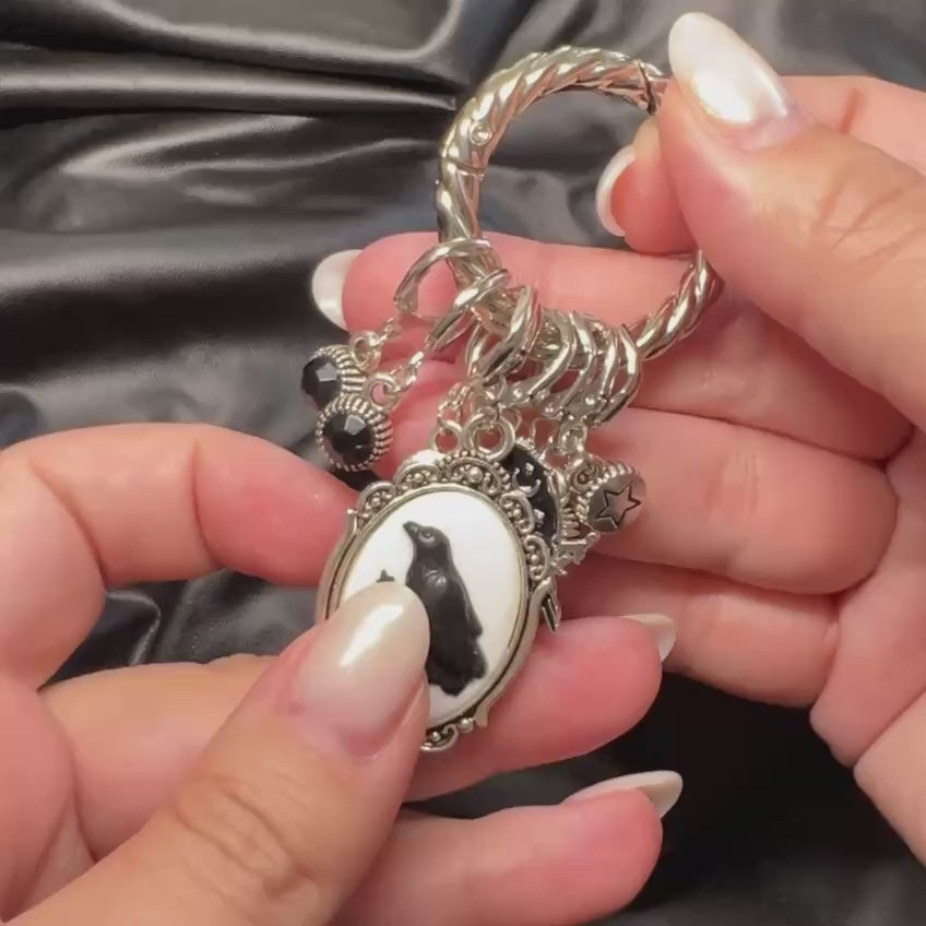 The Raven Stitch Markers Set of 8 with Holder