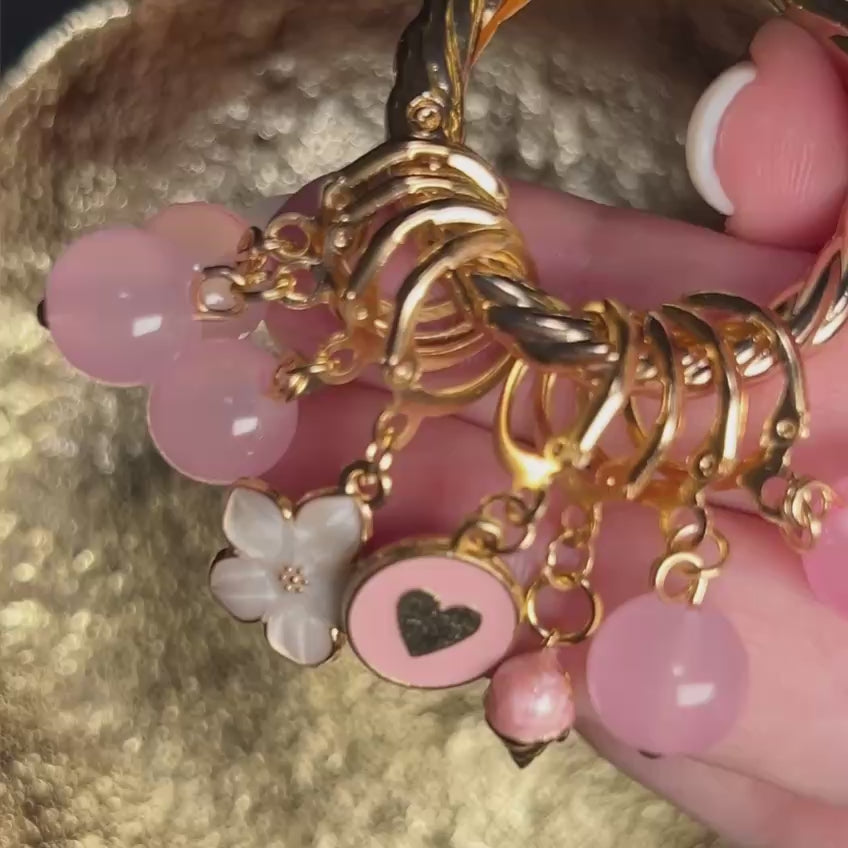 Pink Ice Cream Stitch Markers Set of 8 with Holder