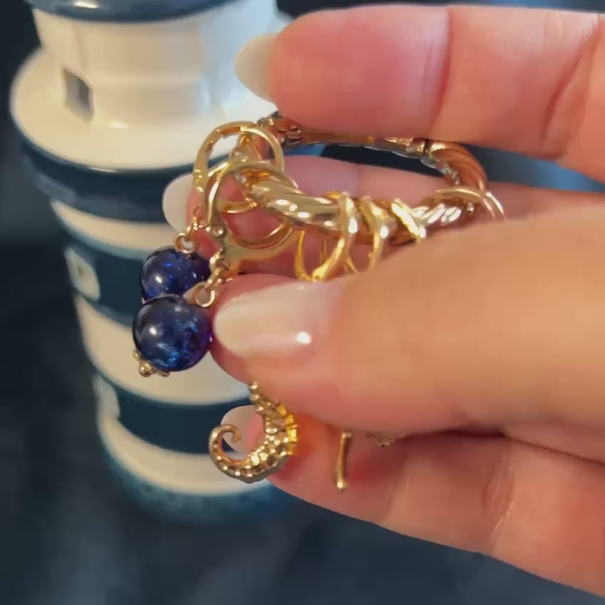 Deep Blue Sea Stitch Markers Set of 8 with Holder